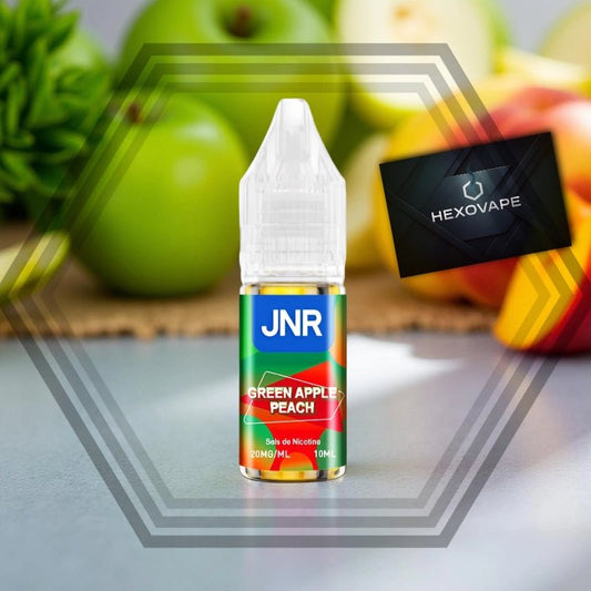 E-liquide JNR Green Apple Peach 10ml sel de nicotine pomme pêche Hexovape