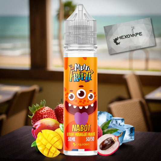 E-liquide Nabot 50ml Multi Freeze Liquideo saveur litchi mangue fraise frais Hexovape