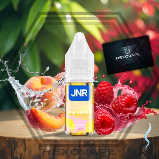 E-liquide JNR Peach Berry 10ml sel de nicotine pêche fruits rouges Hexovape