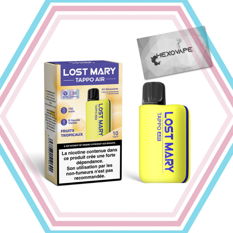 Puff rechargeable Pack_tappo_air_lost_mary_nicotine Gout fruits tropicaux