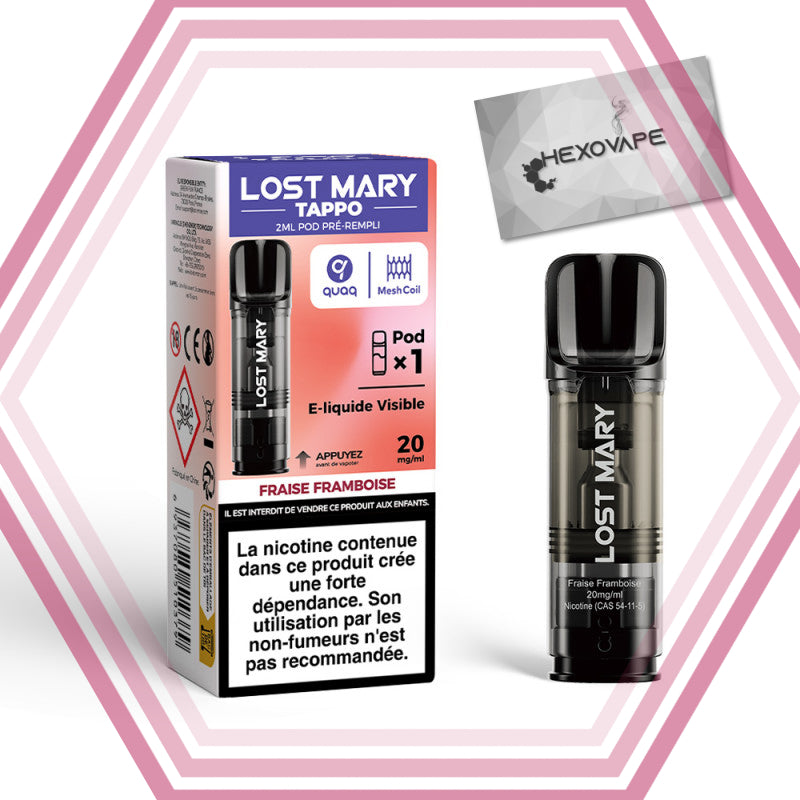 Recharge Puff Fraise-framboise_20mg nicotine Lost mary tappo air hexovape Pas cher