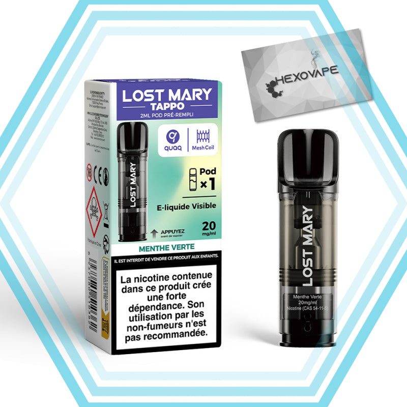 Recharge puff Menthe-verte_20mg nicotine tappo air lost mary hexovape Pas cher