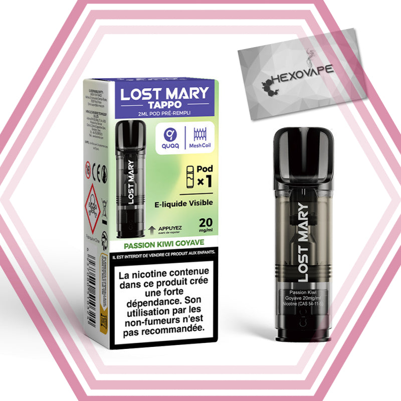 Recharge puff Passion-kiwi_goyave_20mg nicotine Lost mary hexovape Pas cher