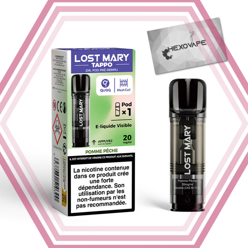Recharge puff Pomme-peche_20mg lost mary tappo air Hexovape Pas cher