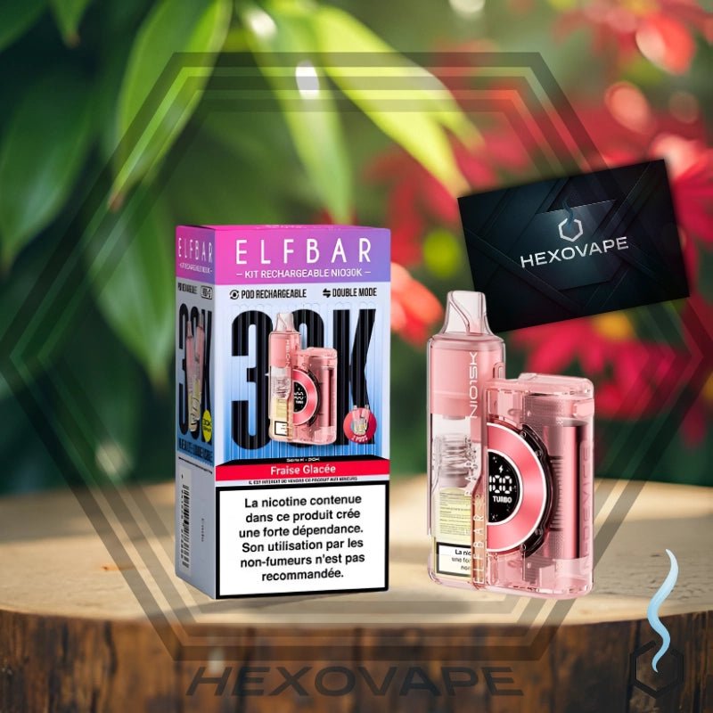Kit NIO 30K Elfbar rechargeable 30000 bouffées 2ml pod + 2x10ml nic salt 20mg Hexovape