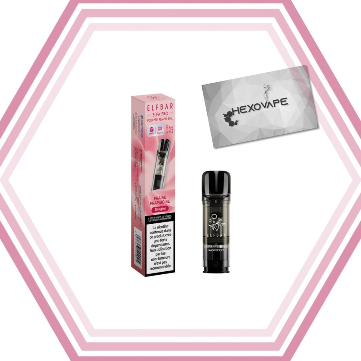 Eliquide Cigarette électronique Puff Elfbar elfa pro 20mg Fraise framboise