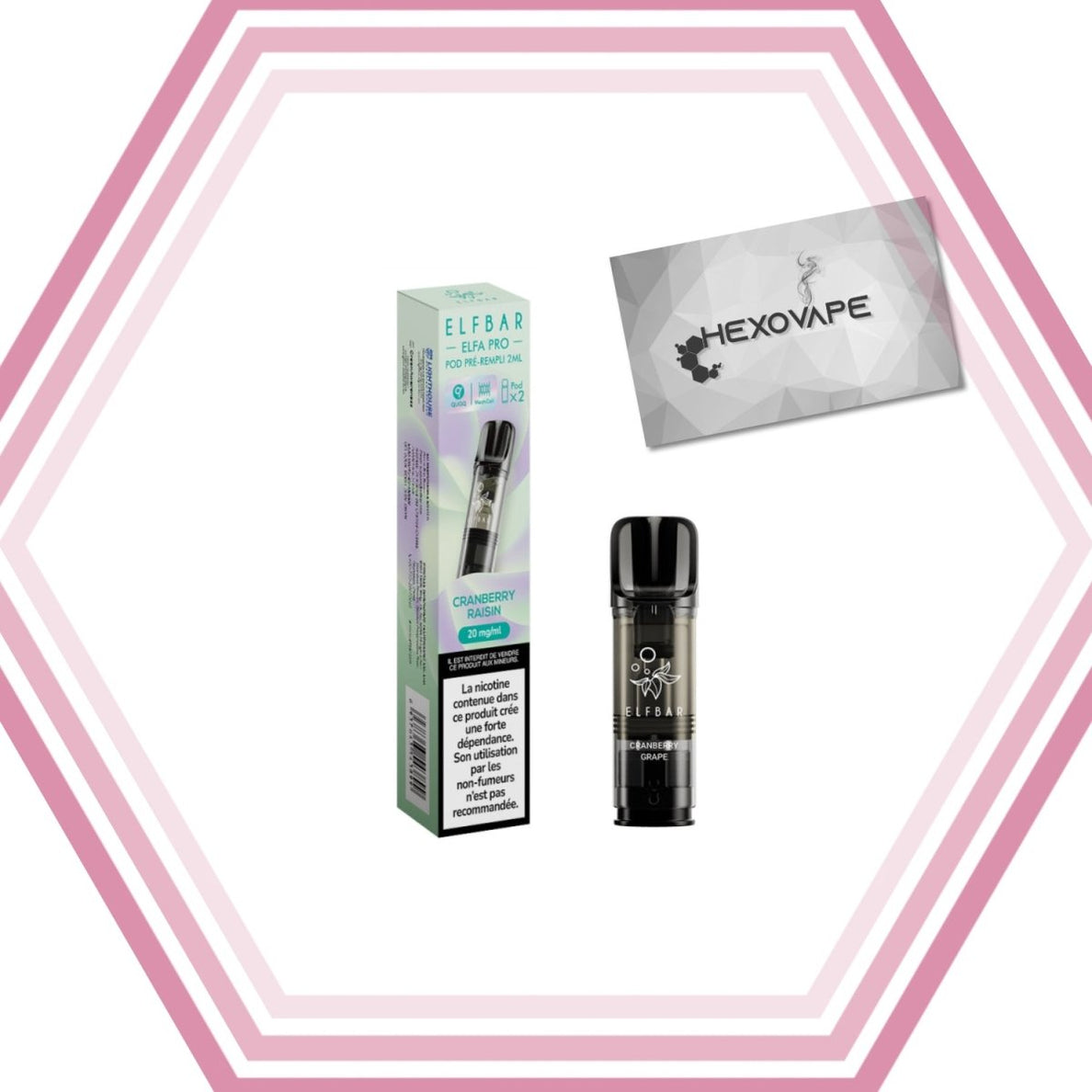 Eliquide Cigarette électronique Puff Elfbar elfa pro 20mg Cramberry raisin