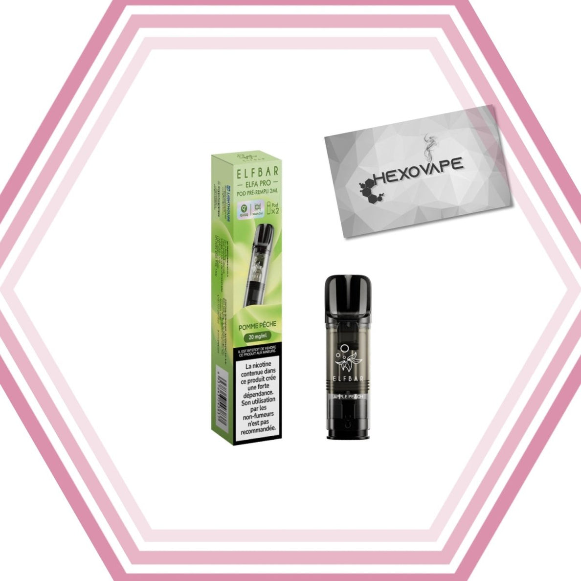 Eliquide Cigarette électronique Puff Elfbar elfa pro 20mg Pomme peche