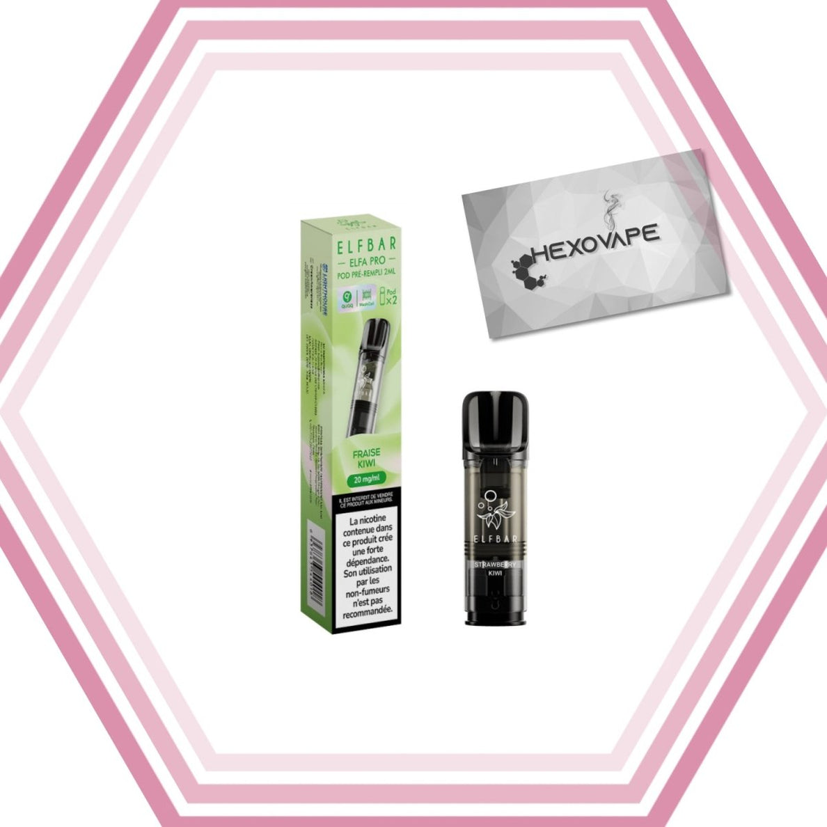 Eliquide Cigarette électronique Puff Elfbar elfa pro 20mg Fraise kiwi