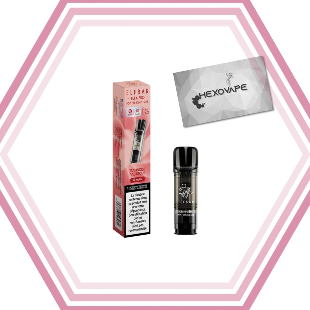 Eliquide Cigarette électronique Puff Elfbar elfa pro 20mg Framboise pastèque