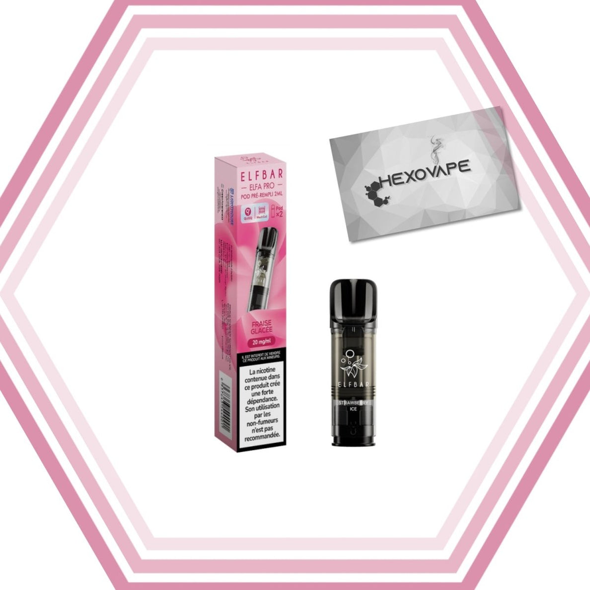 Eliquide Cigarette électronique Puff Elfbar elfa pro 20mg Fraise glacée