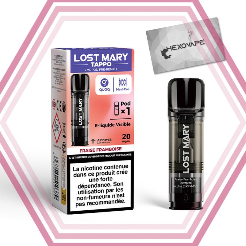 Recharge Puff Fraise-framboise_20mg nicotine Lost mary tappo air hexovape Pas cher