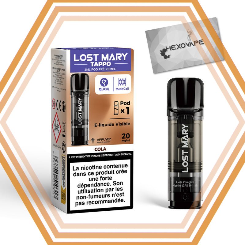 Recharge puff Cola-20mg nicotine lost mary tappo air hexovape Pas cher