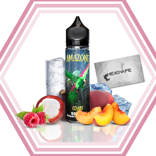 Eliquide coari 50ml amazone Etasty Hexovape Pas cher peche mangoustan framboise