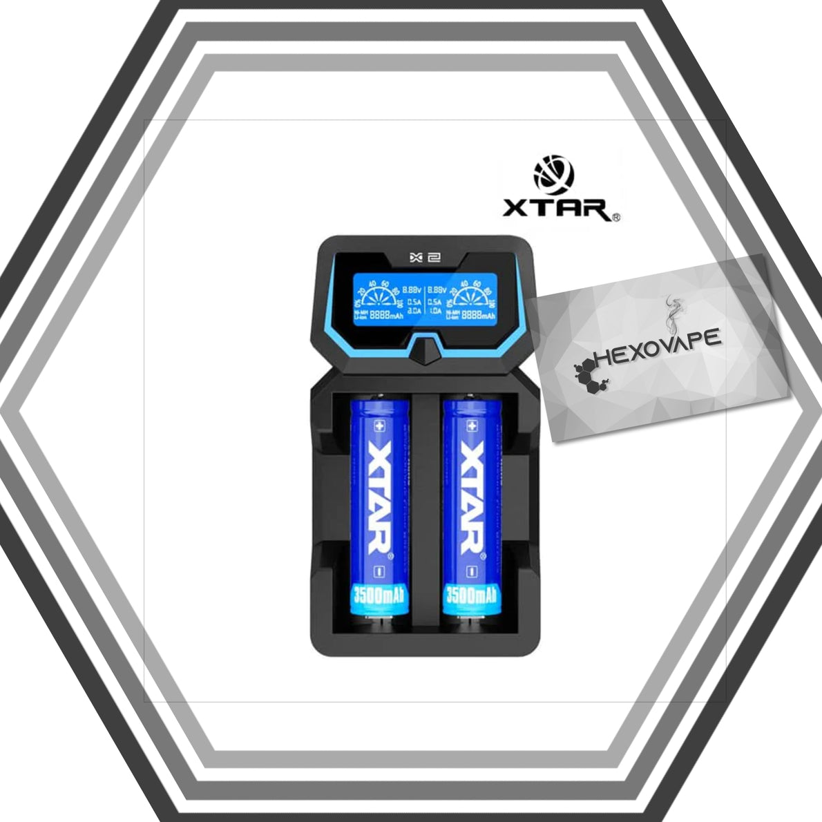 Chargeur X2 - Xtar - Hexovape - Chargeurs de batteries pour usage courant  Cigarette électronique